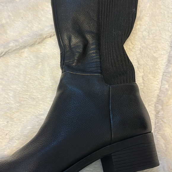 NEW! Kenneth Cole Black Levon Leather & Rib Knit Knee Boot - Size 9 - Picture 13 of 16